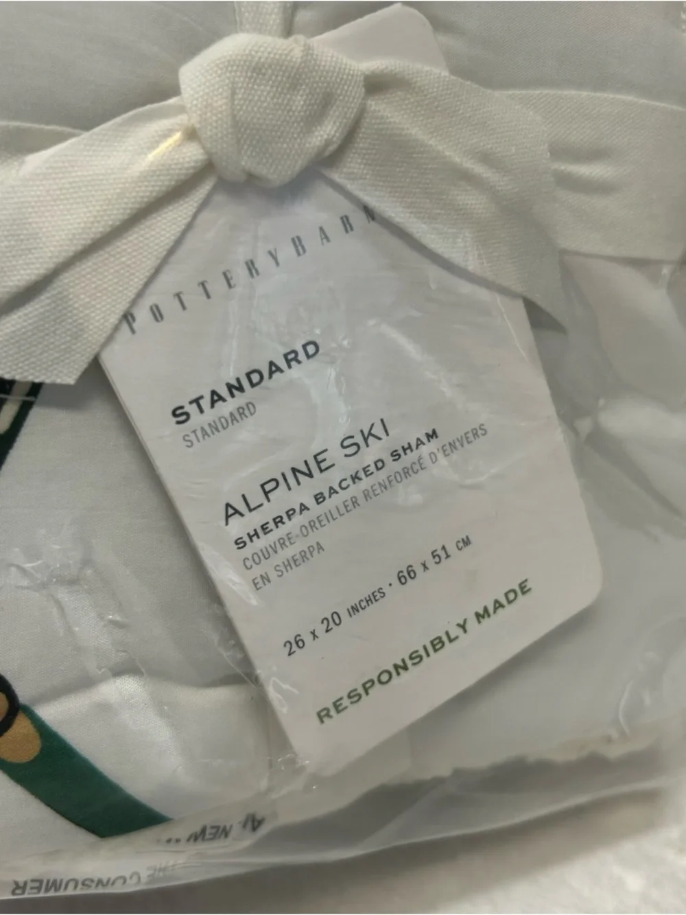 2 Pottery Barn Alpine Ski Sherpa Backed Sham Standard Pillow Covers Winter NWT